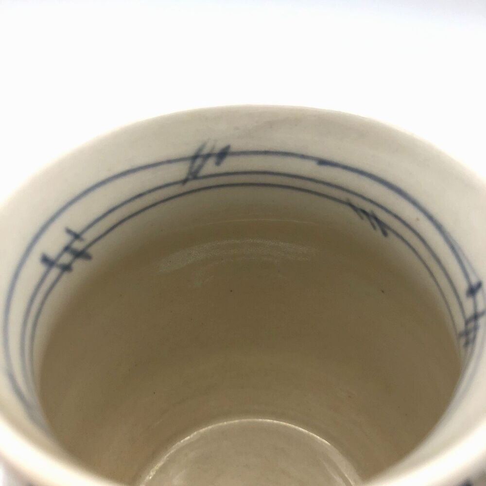 Handmade Pottery Coffee Mug Dragonfly Asian Design Glazed Stamped 16oz - Picture 5 of 8